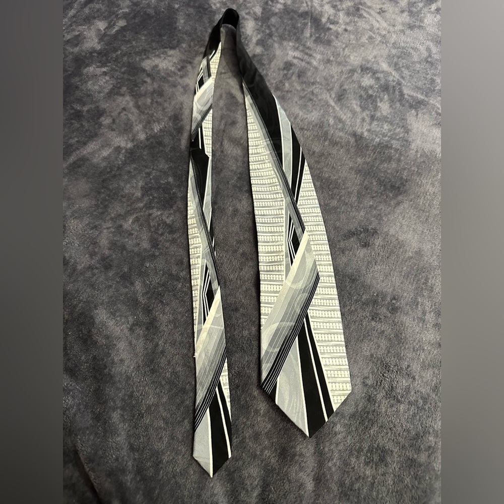 (Dino Bassi) Elegant Black and Gray Men's Tie